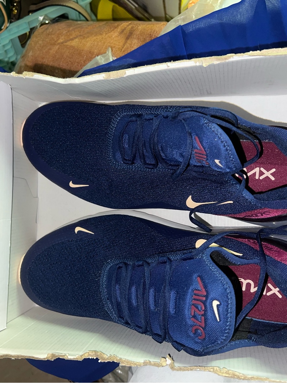 Nike Unisex Navy Blue Sneakers with Cream Accents